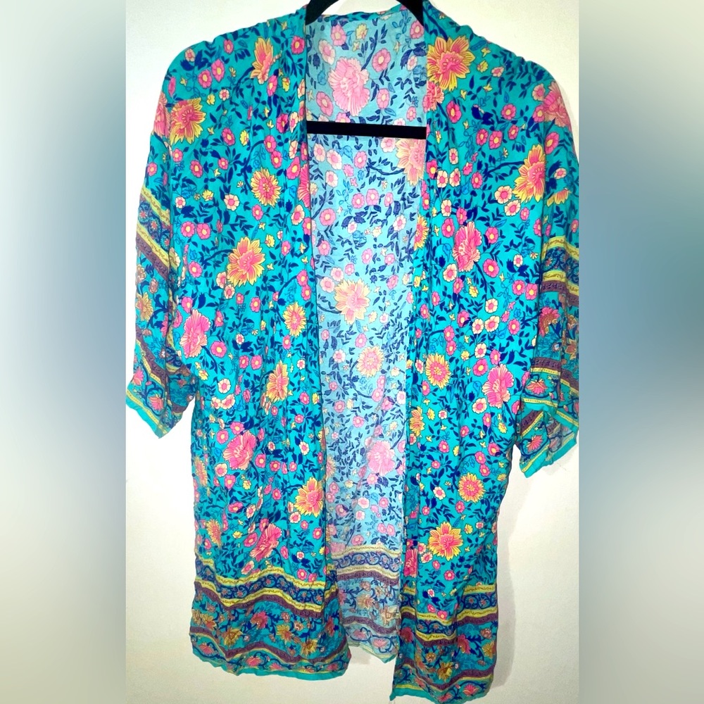SHEIN Floral 3/4 Length Sleeve Kimono Cardigan - Picture 1 of 6